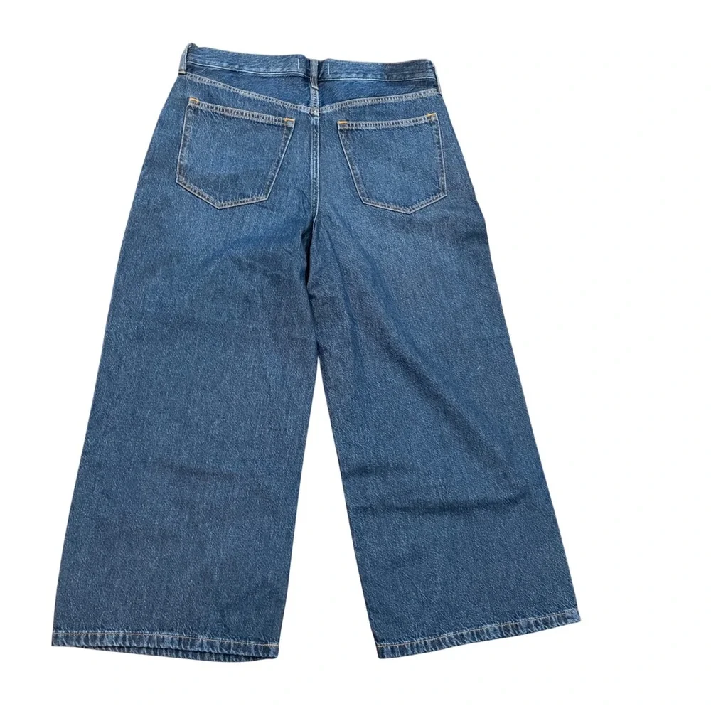 Abercrombie & Fitch Wide Leg Jeans Women‎ 31 12 Blue High Rise Crop Denim 35x26